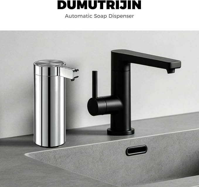 Touchless Automatic Soap Dispenser Stainless Steel with Sensor Infrared 9 oz Electric IPX5 Waterproof USB-C Charging Motion Sensor for Kitchen & Bathroom (Chrome Silvery)
