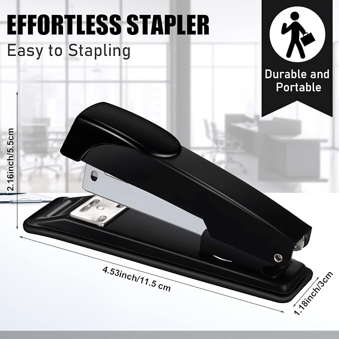 Yahenda 10 Pieces Staplers Bulk with Staples 20 Sheet Capacity Black Compact Desktop Heavy Duty Stapler for Desk Office School