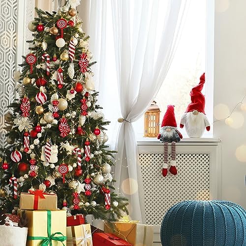 96 Pcs Christmas Tree Ornaments Red and White Candy Ball Ornament