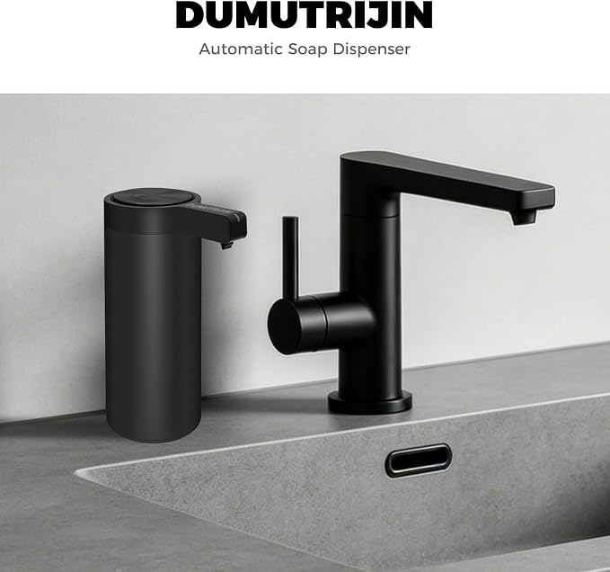 Touchless Automatic Soap Dispenser Stainless Steel with Sensor Infrared 9 oz Electric IPX5 Waterproof USB-C Charging Motion Sensor for Kitchen & Bathroom (Black)