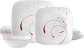 Corelle Vitrelle 18-Piece Service for 6 Dinnerware Set Triple Layer Glass and Chip Resistant, Lightweight Square Plates and Bowls Set, Splendor
