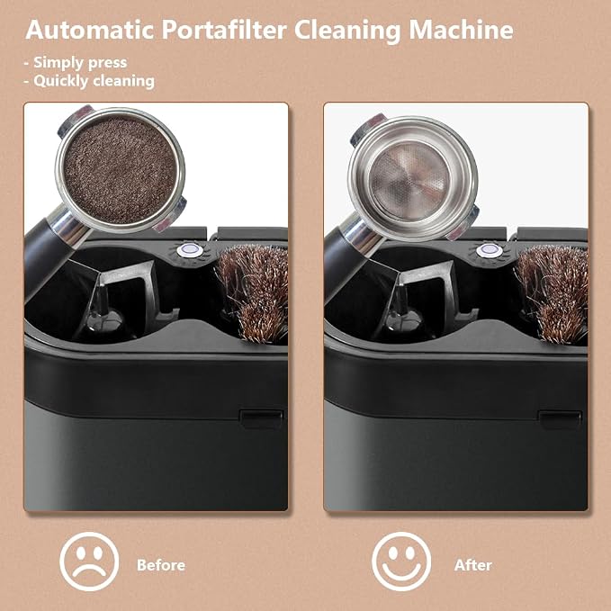 CAFEMASY Automatic Portafilter Cleaner Machine Electric Espresso Coffee Knock Box for Cleaning Espresso Coffee Puck Espresso Accessories Tools for Home or Commercial Coffee Bar