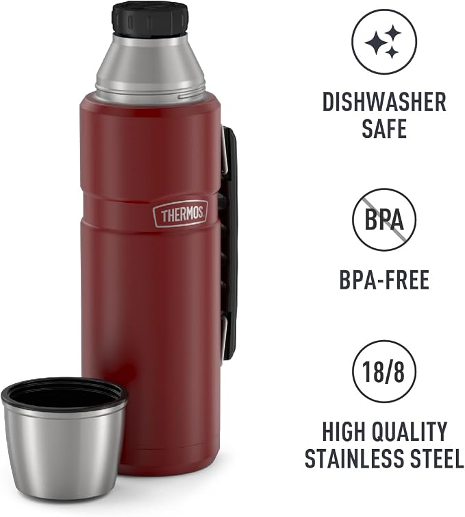 THERMOS Stainless King Vacuum-Insulated Beverage Bottle, 40 Ounce, Rustic Red (Pack of 4)