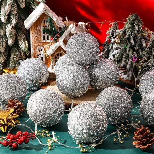 Lyrow 24 Pcs 4" Christmas Ball, Silver
