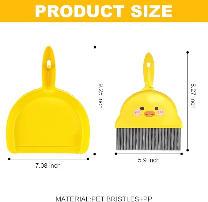 Qcen Dustpan with Thick Bristles, Yellow Colour, No Dust Leakage