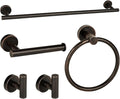 Oil Rubbed Bronze Bathroom Hardware Accessories Set 5 Piece, Stainless Steel Towel Bar Set 24 Inch,Toilet Paper Holder,Towel Ring Holder,Towel Rack Set,Brushed Bronze Bathroom Accessories Kit