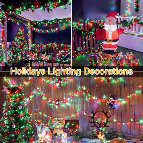 Ollny 200LED 66FT Red and Green Christmas String Lights Plug in with Remote