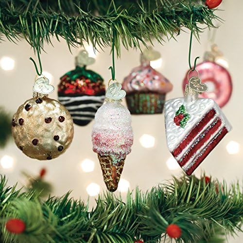 Old World Christmas Mini Dessert Ornament Set Glass Blown Ornament for Christmas Tree, Handcrafted Holiday Decoration, Set Collection
