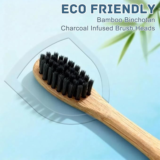 Sonic Electric Toothbrush with Bamboo Heads, Bamboo Electric Toothbrush for Adults, Smart Timer,Sonic Technology 38000 VPM, 4 Replacement Heads, 5 Modes, IPX7 Waterproof, 80-Day Battery Life