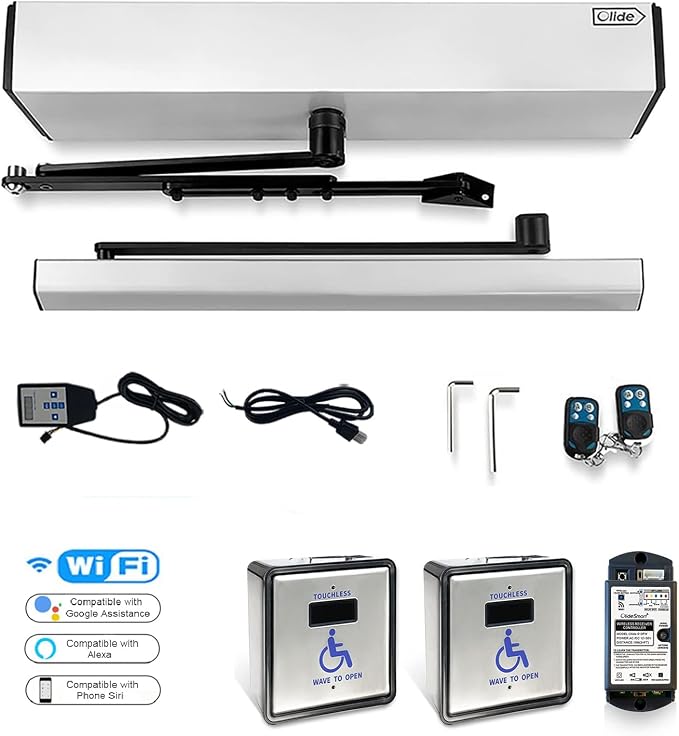 Handicap Door Opener Contactless Wireless Door Opener with 2pcs Touchless Wireless Wave Handicap Sensor Switches Olide-512N,Compatible for Alexa,Phone APP Control Available