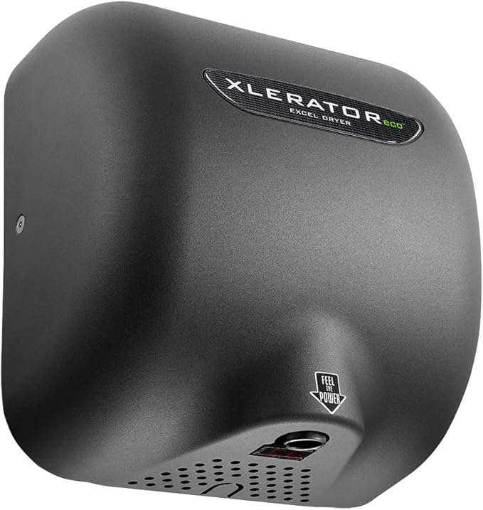 Excel Hand Dryer XLERATOR XL-GR-ECO Automatic, Surface-Mounted, Cast Cover, Textured Graphite Epoxy Paint, 110-120 Volt Standard Nozzle