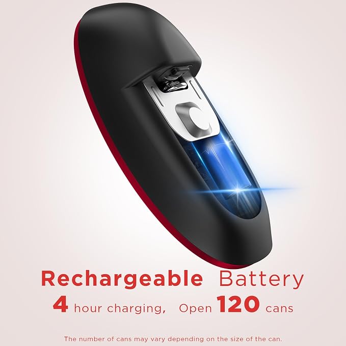 Canslab Ultrablade PRO Electric Can Opener,USB Rechargeable,Smart Auto Stop | Automatic Can Opener for Seniors with Arthritis, Handsfree Side Cut with Smooth Edge, Cordless, Kitchen Wall Mountable, Red