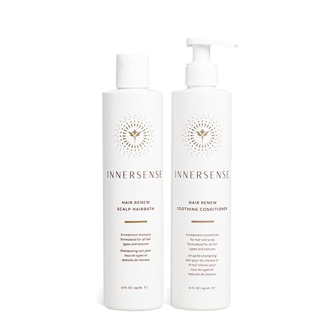 INNERSENSE Organic Beauty - Hair Renew Scalp Balance Duo with Hairbath + Conditioner (10 fl oz each) | Non-Toxic, Cruelty-Free, Clean Haircare