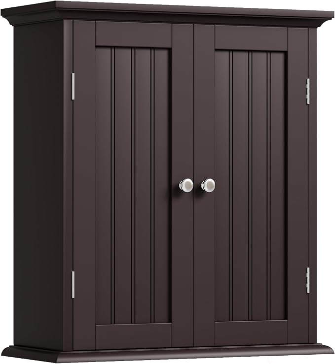 ChooChoo Bathroom Wall Cabinet, Over The Toilet Space Saver Storage Cabinet, Medicine Cabinet with 2 Door and Adjustable Shelves, Cupboard