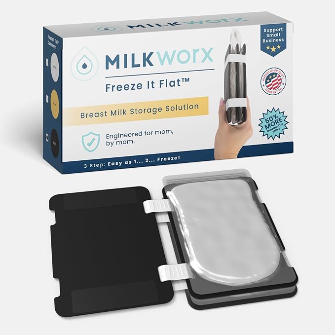 Freeze It Flat Breastmilk Freezer Organizer (Black, Double 1pk) | Freezes breast milk bags flat for stacking, doubles freezer storage space, works with top milk bag brands, easy wipe clean
