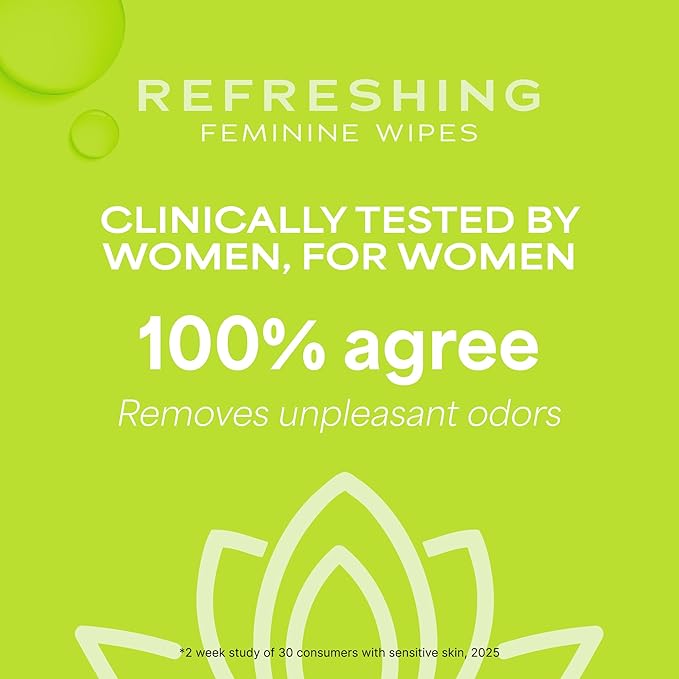 WaterWipes Refreshing Feminine Wipes, Stay Fresh On-The-Go, pH Friendly for Daily Intimate Care, Odor Removal, Gynecologist Approved, Fragrance Free, 112 Count (4 Packs)