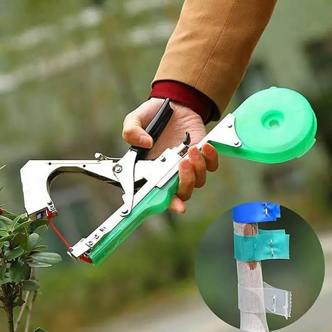 Miyake Plant Tying Machine, Garden Tape Tool for Vine Tying | Tie Up Vine Tomatoes Grapes Cucumbers Flowers, 30 Rolls Tape & 10000 Staples, Replacement Blade
