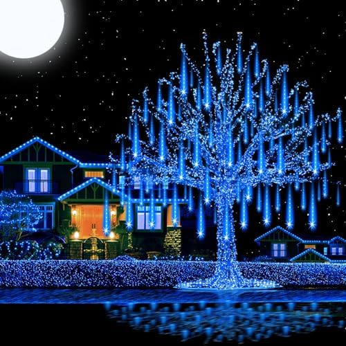 Aukora Outdoor Christmas Lights,UL Certified Meteor Shower Lights Blue
