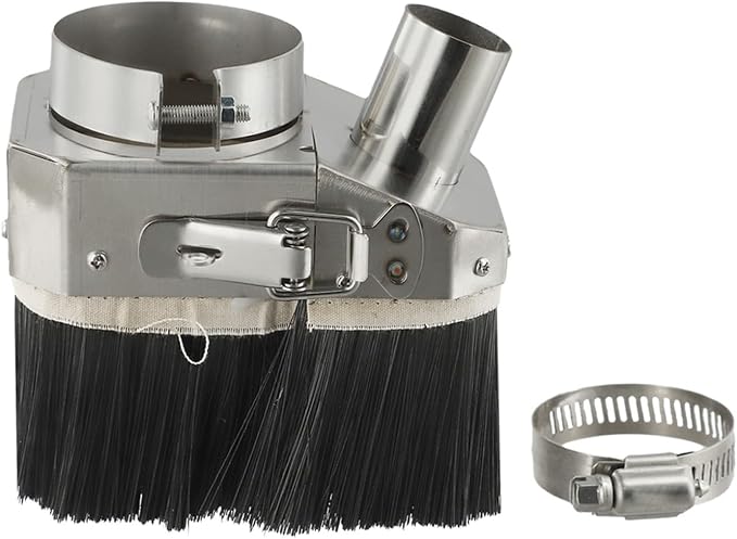 Double Door Spindle Dust Shoe Cover,80Mm CNC Router Engraving Machine Cleaner, Stainless Steel Nylon Brush Woodworking Vacuum Dust Collector(80mm)