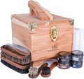 FootFitter Grand Cedar Shoe Shine Valet Set, Premium Leather Care Kit | Cedar Valet Box with Shine Brushes, Daubers, Cloths & Creams, Complete Leather Care Set for Polishing & Maintaining Footwear