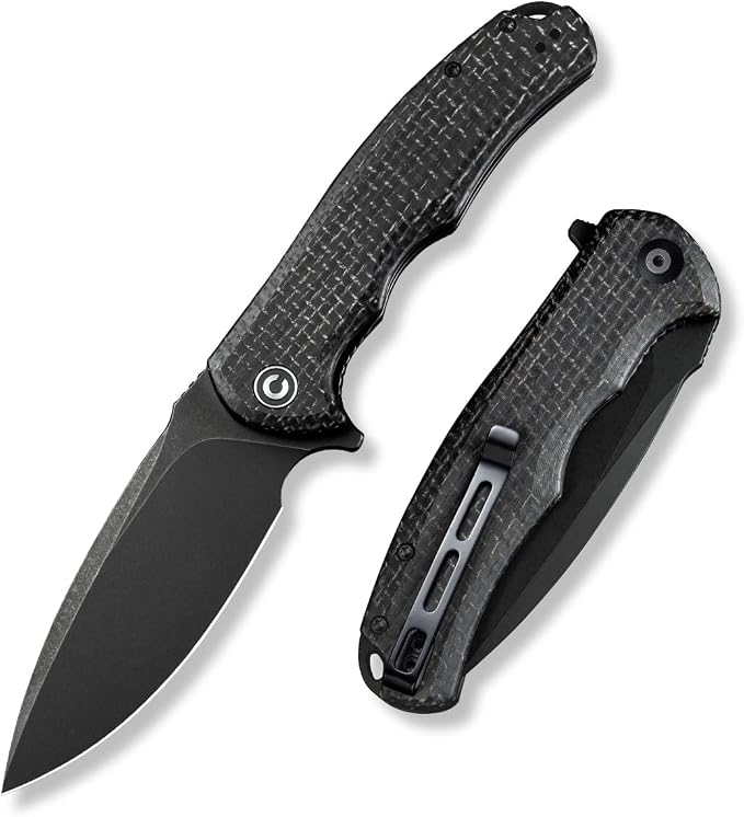 CIVIVI Praxis Folding Pocket Knife, 3.75" Blade Micarta Handle C803G | Full-size, Smooth Action, Comfortable Grip, Liner Lock, Deep Carry Reversible Clip for EDC, 9Cr18MoV Steel