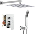 SR SUN RISE SRSH-D1203 12 Inches Bathroom Luxury Rain Mixer Shower Combo Set Wall Mounted Rainfall Shower Head System Polished Chrome Shower Faucet Rough-in Valve Body and Trim Included