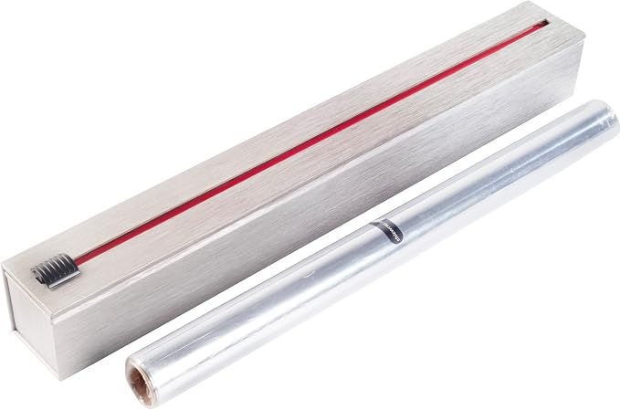 ChicWrap Stainless Steel Design Refillable Foil Dispenser - Includes One 18"x 30' Roll of Professional Grade Aluminum Foil - Reusable Dispenser w/Slide Cutter - Kosher Certified