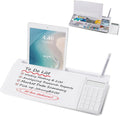 Small Glass Desktop Whiteboard Dry-Erase-Board - Computer Keyboard Stand with Calculator White Board Surface Pad with Drawer, Desk Organizers with Accessories for Office, Home, School Supplies - White
