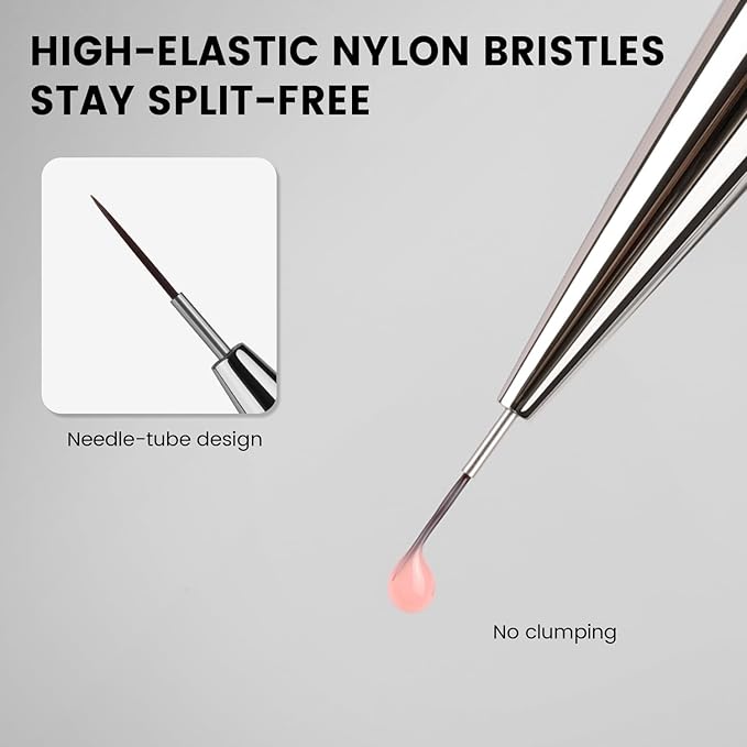 YOKEFELLOW EliteAlly Nail Art Liner Brushes,6mm Detail Liner Brush For Nail Art Painting Manicure Design Professional Nail Art Tool(EA05 LINER-S)