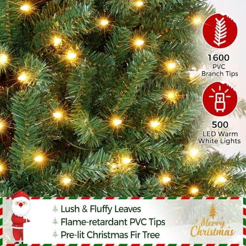 Yaheetech 9ft Pre-lit Pencil Artificial Christmas Tree, Green