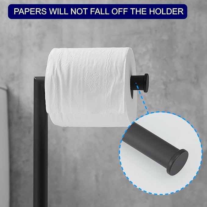 Bathroom Toilet Paper Roll Holder Stand with Reserve, Black Painting