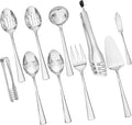 10 Piece 18/10 Serving Utensils Set, Stainless Steel Serving Set | Slotted Spoon, Fork, Tong, Soup Ladle, Cake Server, Butter Knife and Ice Tong for Buffet, Parties, Kitchen,Entertaining