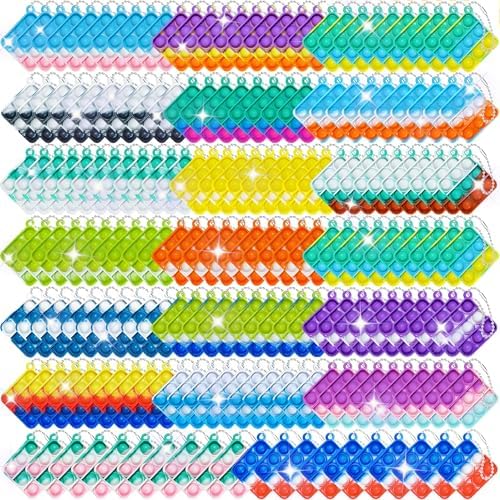 400Pcs Fidget Toys Bulk, Squishies Toys Sensory Stress Relief Mini Pop Keychain for Kids Party Favors Birthday Gifts