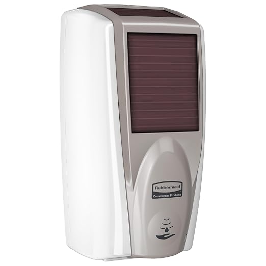 Rubbermaid Commercial Products AutoFoam LumeCel Hand Soap & Sanitizer Dispenser, White/Gray Pearl, Battery Free, Powered by Indoor Light, Touchless, Wall Mount, for Restrooms in Offices