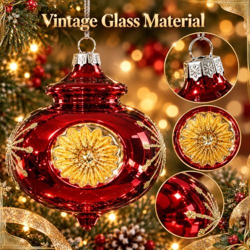 Junkin 12 Pcs Vintage Glass Christmas Ornaments,Hanging Decor, Victorian