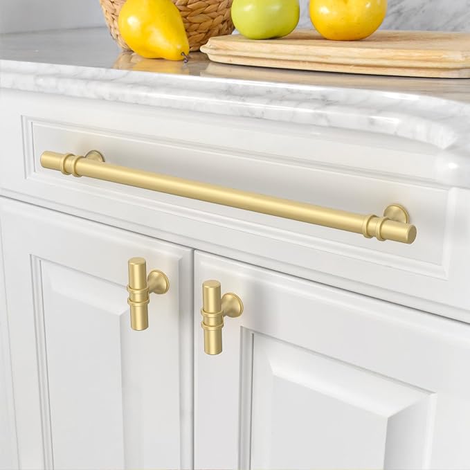 Asidrama 10 Pack 10 Inch(254mm) Brushed Gold Kitchen Cabinet Handles, Cabinet Pulls Kitchen Cabinet Hardware Cupboard Handles Drawer Pulls