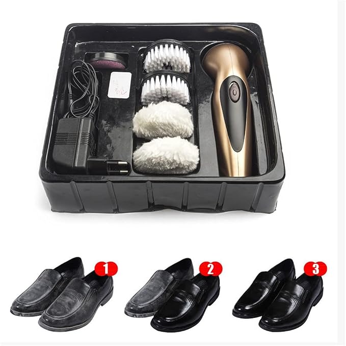 1 Set Electric Shoe Brush Household Polisher Portable Hand-Held Auto Polish Leather 3 Kinds Heads Care