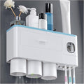 Toothbrush Rack Home Toothbrush Holder Wall Mounted Bathroom Organizer, Toothbrush Holder with Toothpaste Dispenser and Cups Bathroom Toothbrush Holder(A)