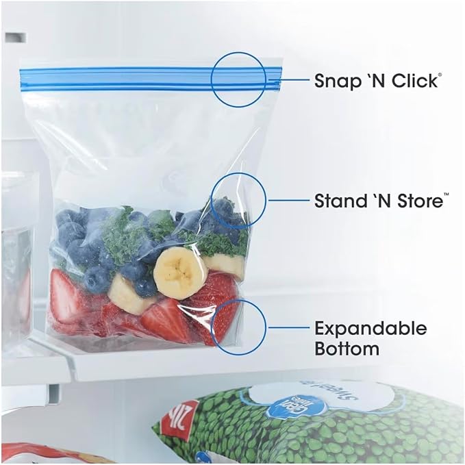 Freezer Guard Double Zipper Freezer Bags Gallon Size 80 Count Heavy Duty Food Storage Bags Leakproof Airtight Seal BPA Free Plastic for Freezing Meat Vegetables Meal Prep (Pack of 2)