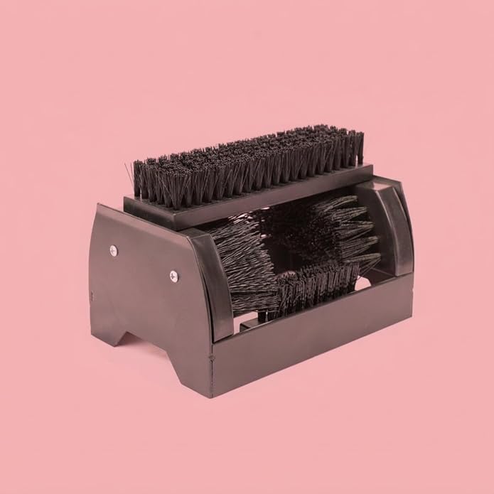 Golf Shoe Cleaner With Stand Portable Shoe Brush Station Metal Frame Nylon Bristles Hard Base Scrubs Soles And Sides suitable for golf course entryways club facilities practice areas