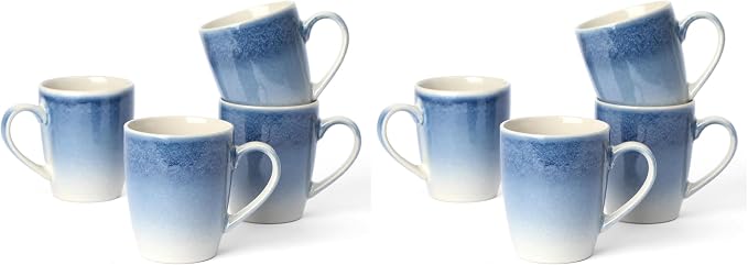 famiware Coffee Mugs Set, 13 oz Mug Set of 4, Stoneware Cups for Latte, Hot Tea, Mocha, Cocoa, Cappuccino, Microwave and Dishwasher Safe, Glacier Series, Azure Blue (Pack of 2)
