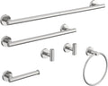 6 Pcs Brushed Nickel Bathroom Accessories Hardware Set SUS304 Stainless Steel Hand Towel Bar Toilet Paper Holder Towel Ring Robe Towel Hooks Wall Mounted by HOMEMYSTIQUE