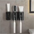 Toothbrush Rack Couple Toothbrush Holder Wall Mount Toothbrush Holder Bathroom Storage Rack with Mouthwash Cup, Toothpaste Squeezer Kit Bathroom Toothbrush Holder(B,Small)