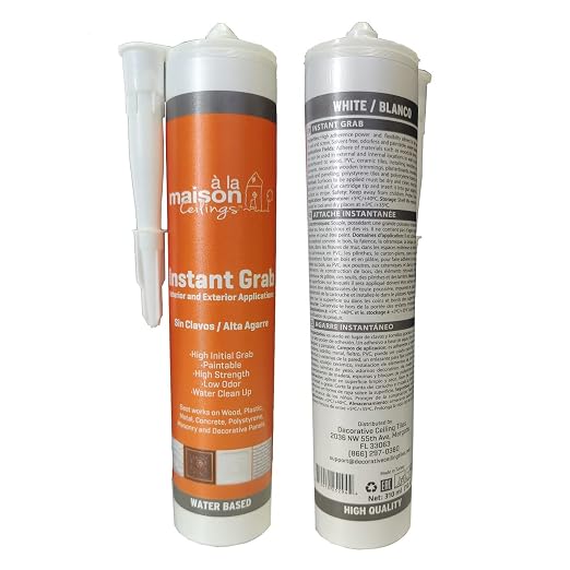 À LA MAISON CEILINGS Instant Grab - Ceiling Tile, Wall Panel & Crown Molding Adhesive - High-Strength, Water-Resistant Glue for Indoor/Outdoor Use - Easy-Apply, Quick-Bond Formula (24-Pack)