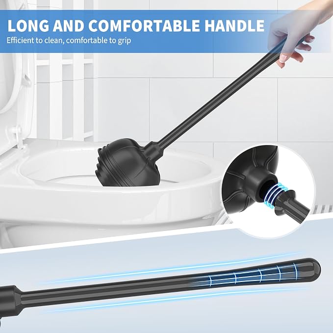 Toilet Plunger and Brush,2 Pack Bowl Brush and Heavy Duty Toilet Plunger Set with Holder, 2-in-1 Bathroom Cleaning Combo with Modern Caddy Stand for 5.7-inch Toilet Drain Bathroom Cleaning