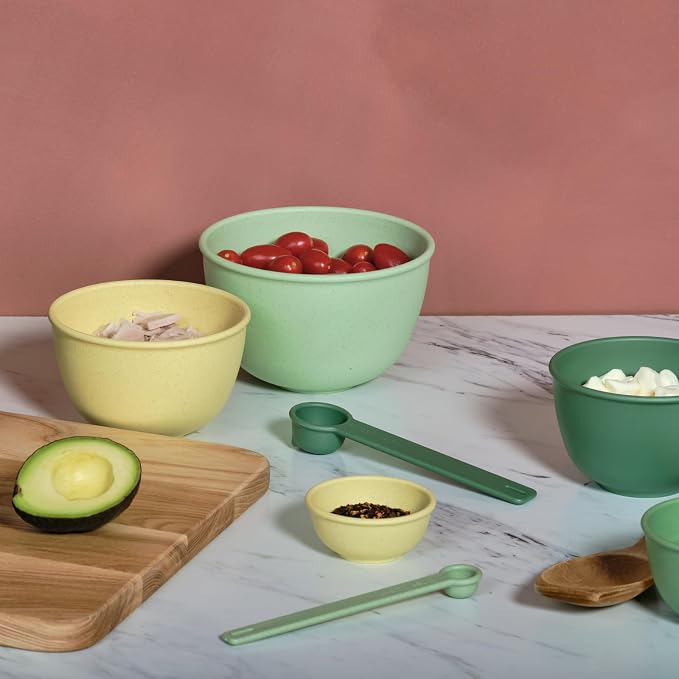 Bamboozle Astrik Mega Baking Bundle| 5 Piece Mixing Bowl Set | Measuring Cups and Spoons | Silicone Lid Set | Cooking and Meal Prep | Dishwasher Safe | Microwave Safe | Fresh Guacamole