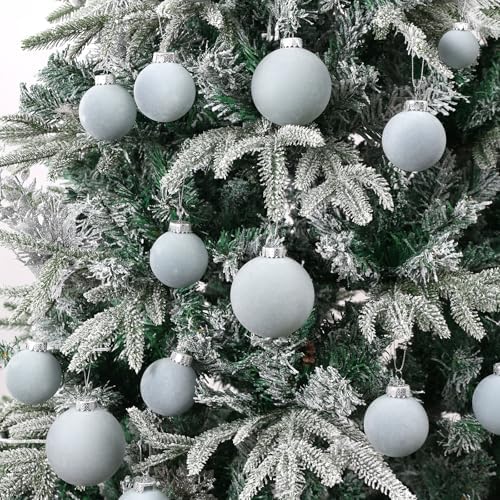 Velvet Christmas Ball Ornaments-46pcs Flocked Shatterproof Tree Decorations