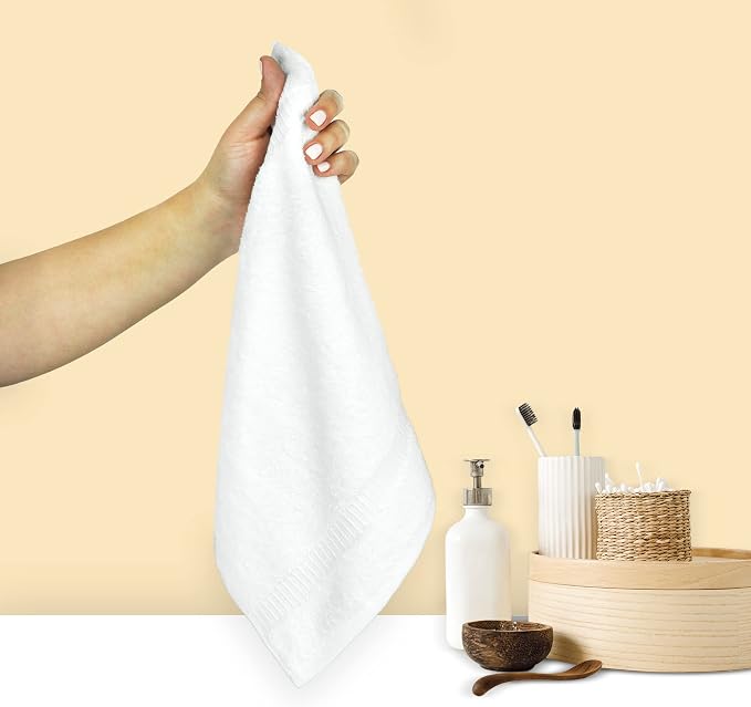Chakir Turkish Linens 6 Piece Washcloth Set, 100% Cotton Turkish Washcloths for Bathroom, Luxury Soft Absorbent Face Towels, 13 x 13 Inches, White