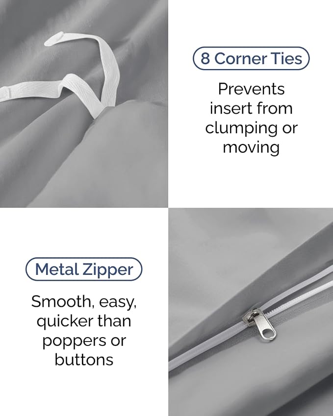Duvet Cover Twin/Twin XL Size Set - Extra Soft Twin/Twin XL Duvet Cover 68" x 90" with 1 Pillow Sham for Women, Men, Kids & Teens - Comfy, Easy-Care & Fade Free w/ Zipper Closures & Ties (Steel Blue)
