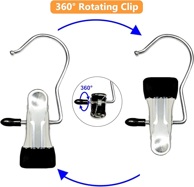 Boot Hangers for Closet, 30 Pack Hanging Clips Hook Clothes Pins for Laundry, Hanger Clips Towel Clips Boot Organizer for Home and Travel, Clothespins Clip Hangers for Pants Hats Socks Gloves
